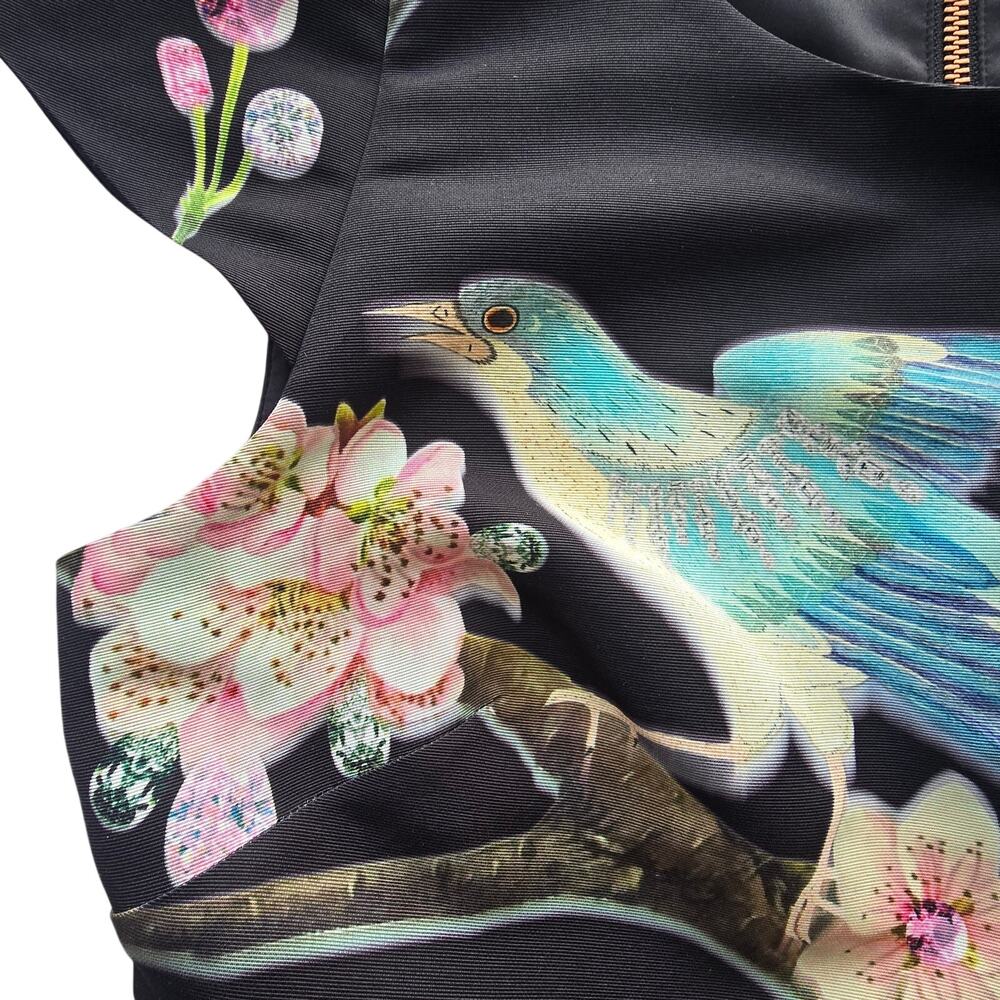 Ted Baker Womens Black Floral & Bird Fit & Flare Zaldana Dress w/Pockets | 2 - Picture 12 of 14